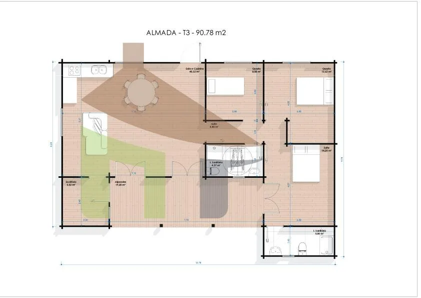 ALMADA Almada — Casa de Madeira Almada T3 — 90 m²