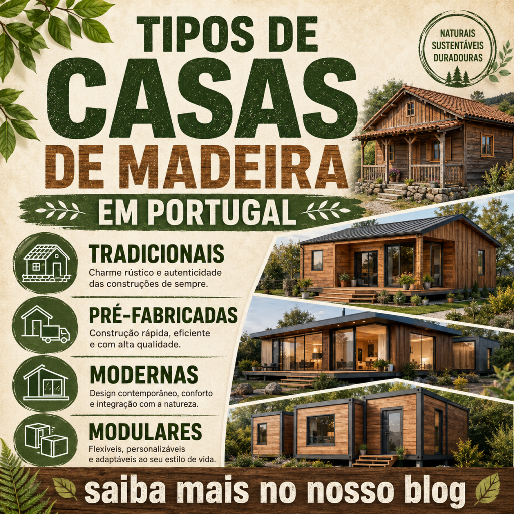 Quais os tipos de casas de madeira que se fazem em Portugal?