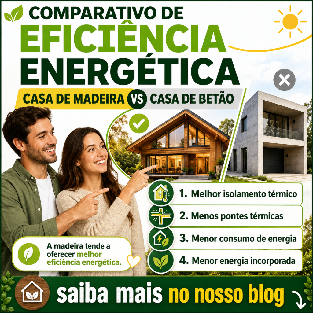 Comparativo de eficiência energética entre uma casa de madeira e de betão