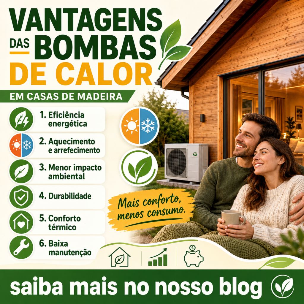 Vantagens de bombas de calor em casas de madeira