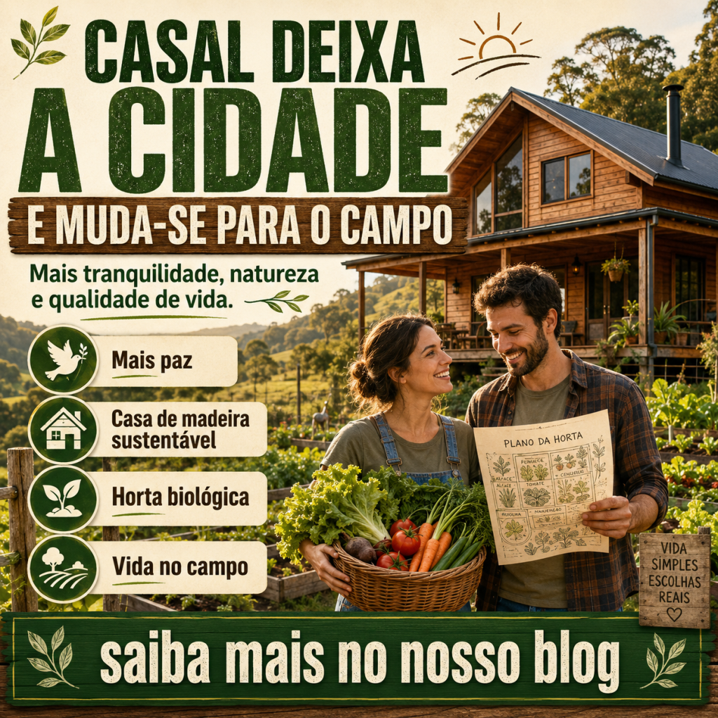 Casal deixa a cidade e muda-se para uma casa de madeira no campo