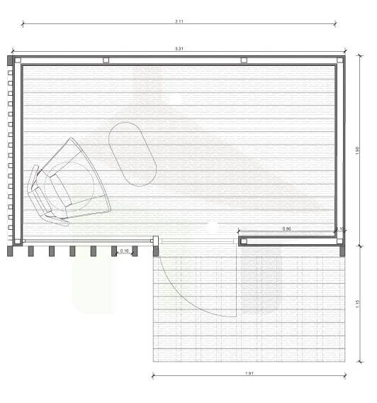 Planta_escritorio_5m2 Planta escritorio 5m2 — Casa de Madeira Pré fabricada Escritorio T0