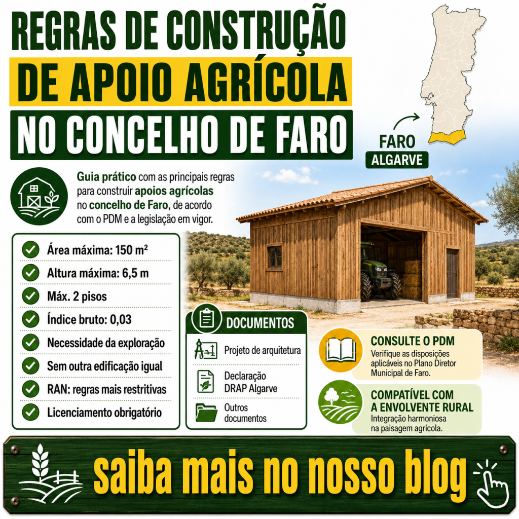 Regras de construção de apoio agrícola no concelho de Faro