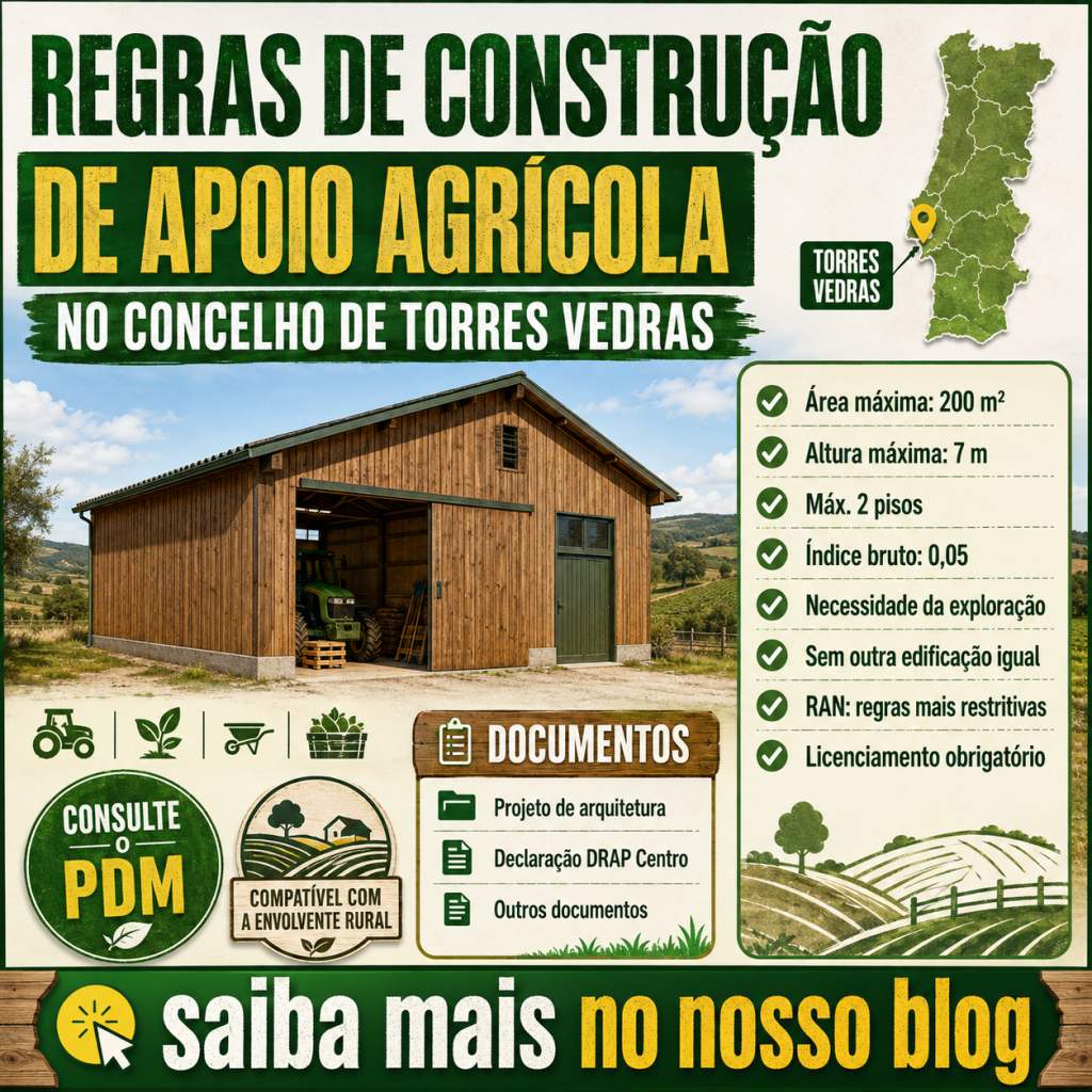 Regras de construção de apoio agrícola no concelho de Torres Vedras