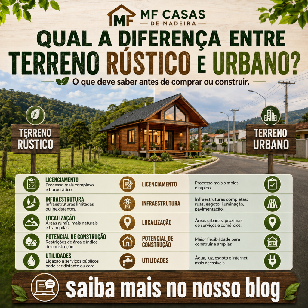 Qual a diferença entre Terreno rústico e urbano?