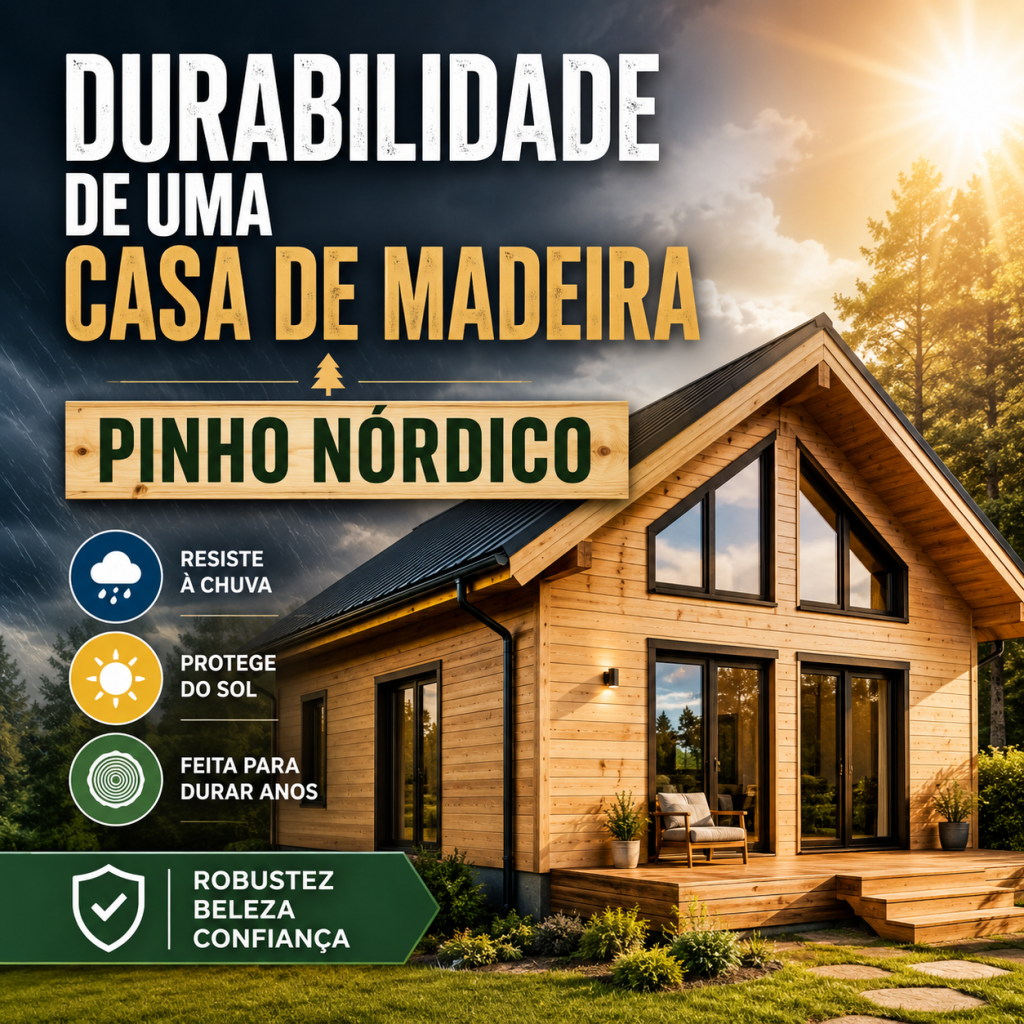 A durabilidade de uma casa de madeira em pinho nórdico
