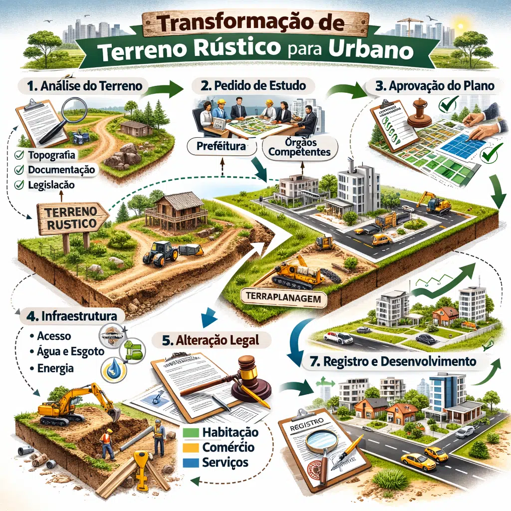 Transformação de terreno rústico para urbano