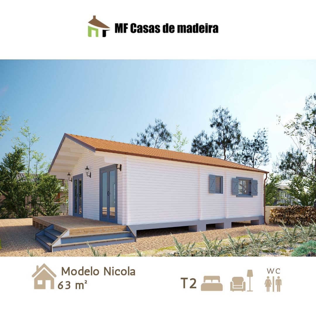You are currently viewing Casa de Madeira Pré fabricada Nicola T2 –  63  m2
