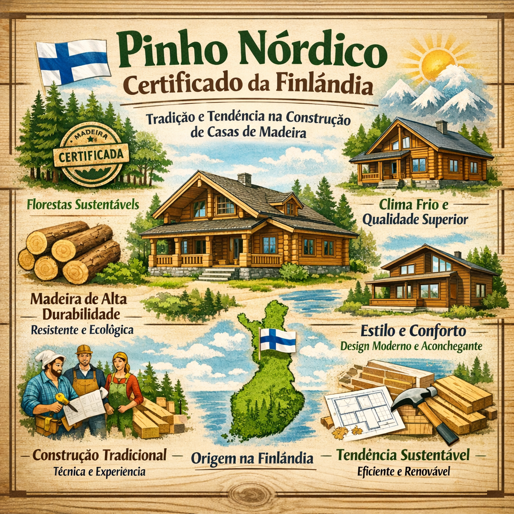 Read more about the article Pinho Nórdico Certificado da Finlândia: Tradição e Tendência na Construção de Casas de Madeira
