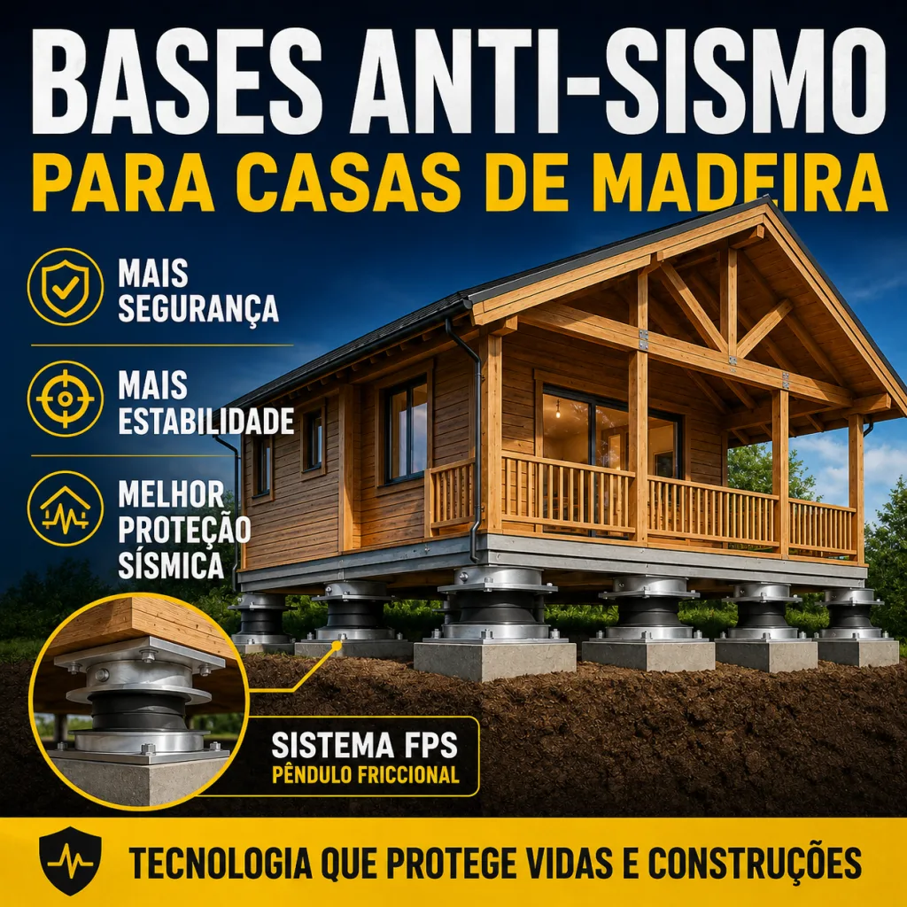 Bases anti-sismo para casas de madeira