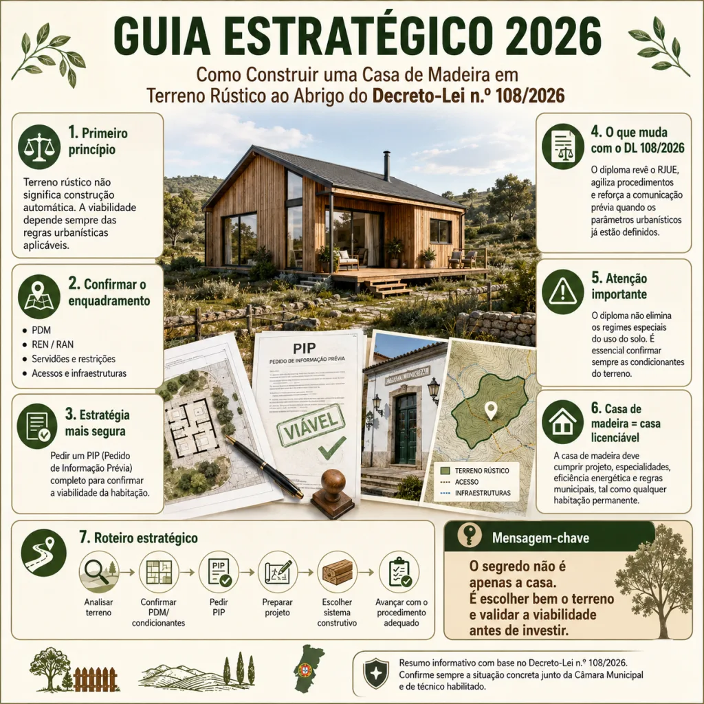Construir uma Casa de Madeira em Terreno Rústico em 2026: Regras, Exceções e Novo RJUE